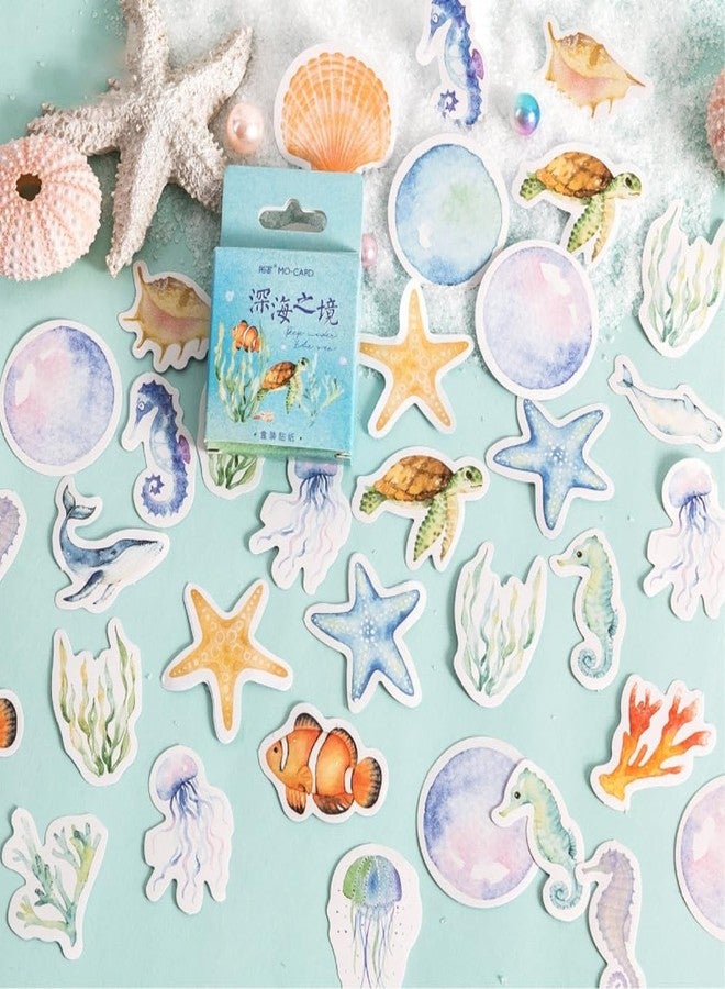 Obujopal 46 Pcs Sea Shell Starfish Seahorse Stickers for Scrapbooking Journaling Planner Laptop Junk Journal Collage Envelope Phone Case DIY Art Crafts Decoration, 23 Patterns - Image 1